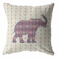 Homeroots 26 in. Magenta Elephant Indoor & Outdoor Zip Throw Pillow 412980